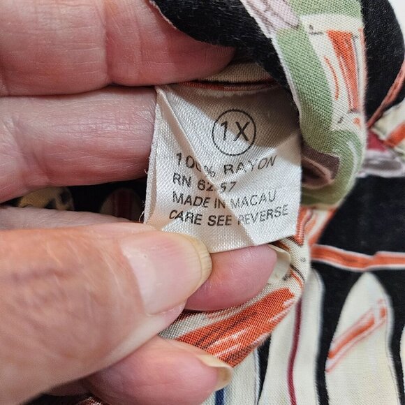 Line Two Vintage Shirt Women's XL Hawaiian Surfboard Rockabilly 50's - Picture 9 of 9